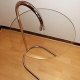 Side table in glass and chrome vintage Ikea model S17 from 1980