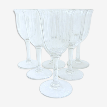 Suite of six standing glasses in colorless crystal with port, sherry or commandaria