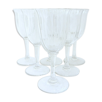Suite of six standing glasses in colorless crystal with port, sherry or commandaria