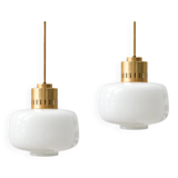 Pair of Mid-Century Opaline Pendant Lamps, 60s