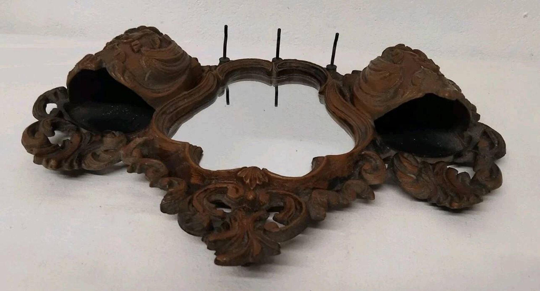Ancien Miroir Mural Vintage Avec Rangement Imitation Bois