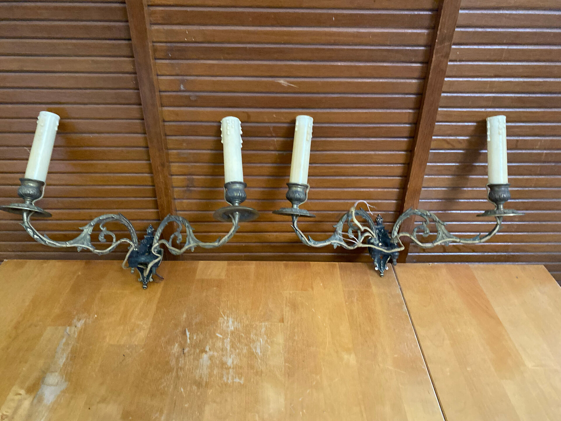 Paire applique piano double ancienne e. muller bronze doré fin xixeme