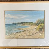 Landscape Shoreline Gouache Framed