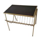 Old end of sofa / Service table with magazine holder / 60s / brass