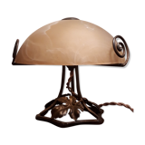 Mushroom lamp wrought iron marbled glass paste