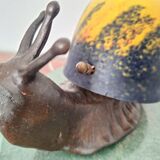 Art deco lamp Art de France, antique bronze and glass paste light fixture