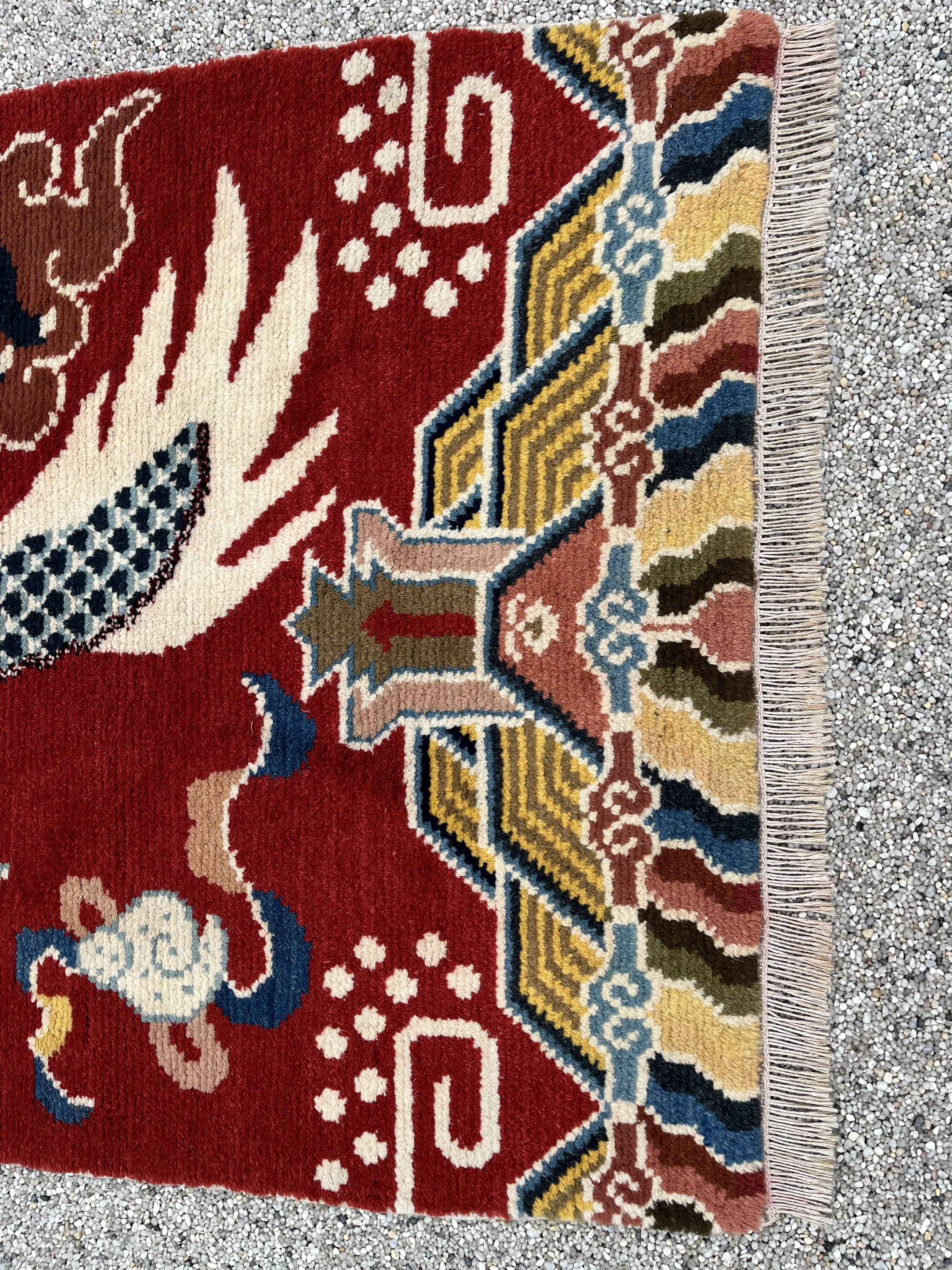 Ningxia, five-claw dragon carpet, Circa 1920