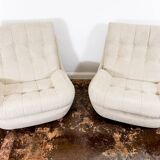 Paire de fauteuils lounge personnalisables Space Age Atlantis en boucle beige 1970'