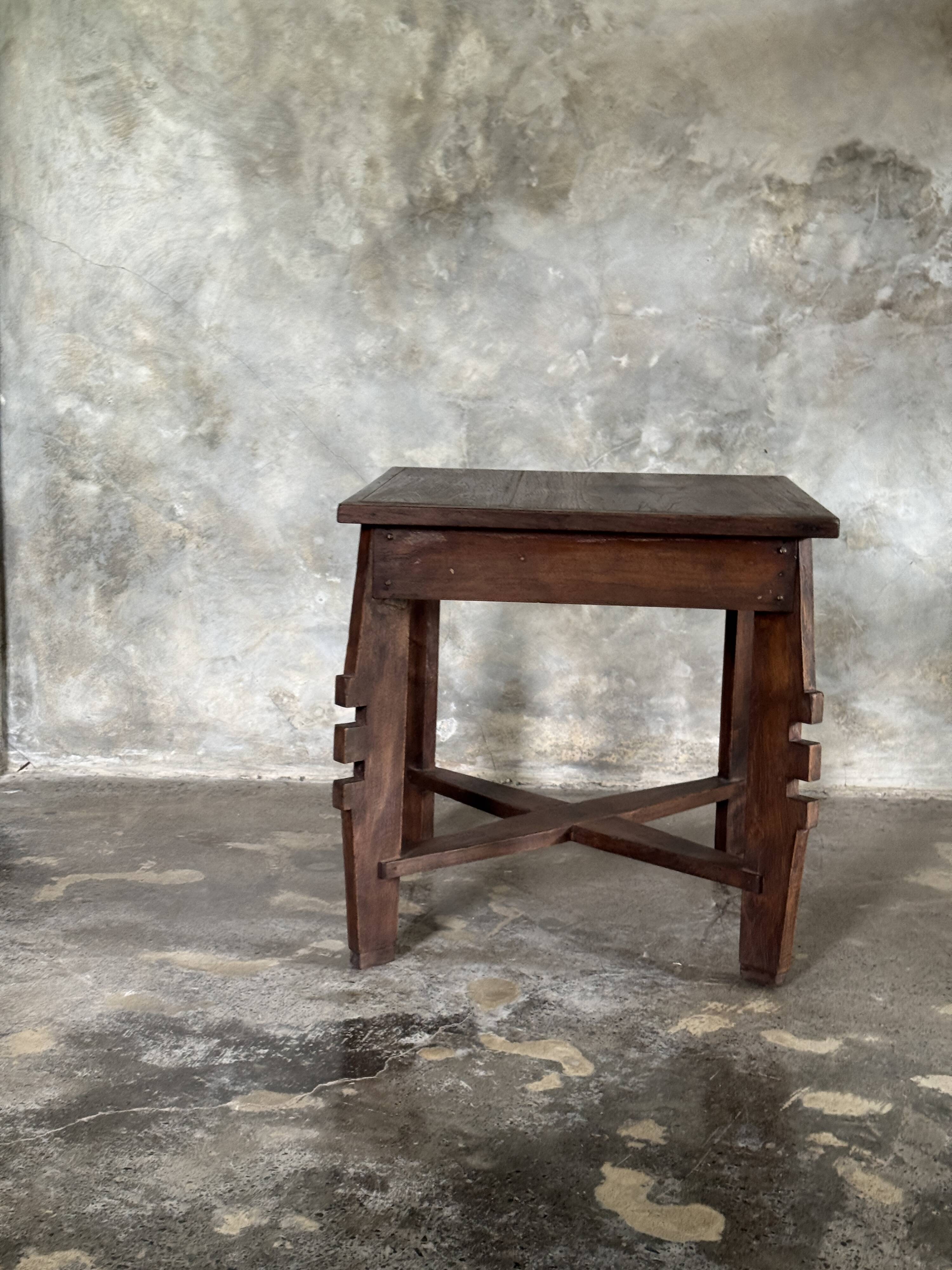 Coffee table, small vintage Indonesian modernist table in teak.
