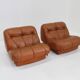 Set of vintage Mimo Padova Nuvolone lounge chairs in cognac leather, Italy, 1970s