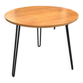 Table d'appoint ronde pieds épingles métal laqué noir