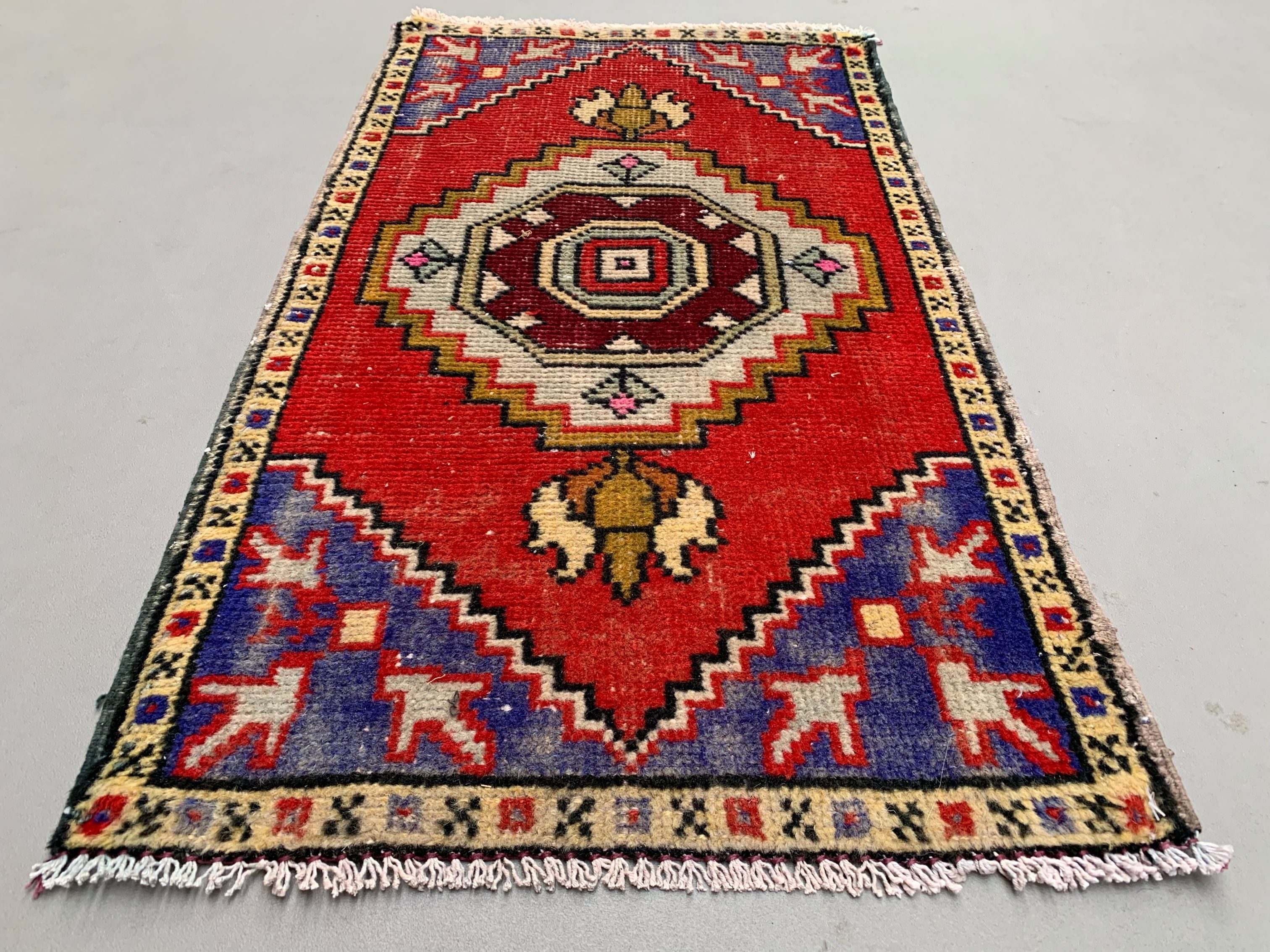 Small Vintage Turkish Rug 97x54 cm, Short Runner, Tribal, Shabby Chic