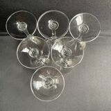6 wine glasses - Art Deco - 1/2 blown and cut crystal