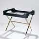 Side table and brass tray leather 1950