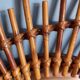 Asymmetrical sun mirror in rattan - vintage 1960s