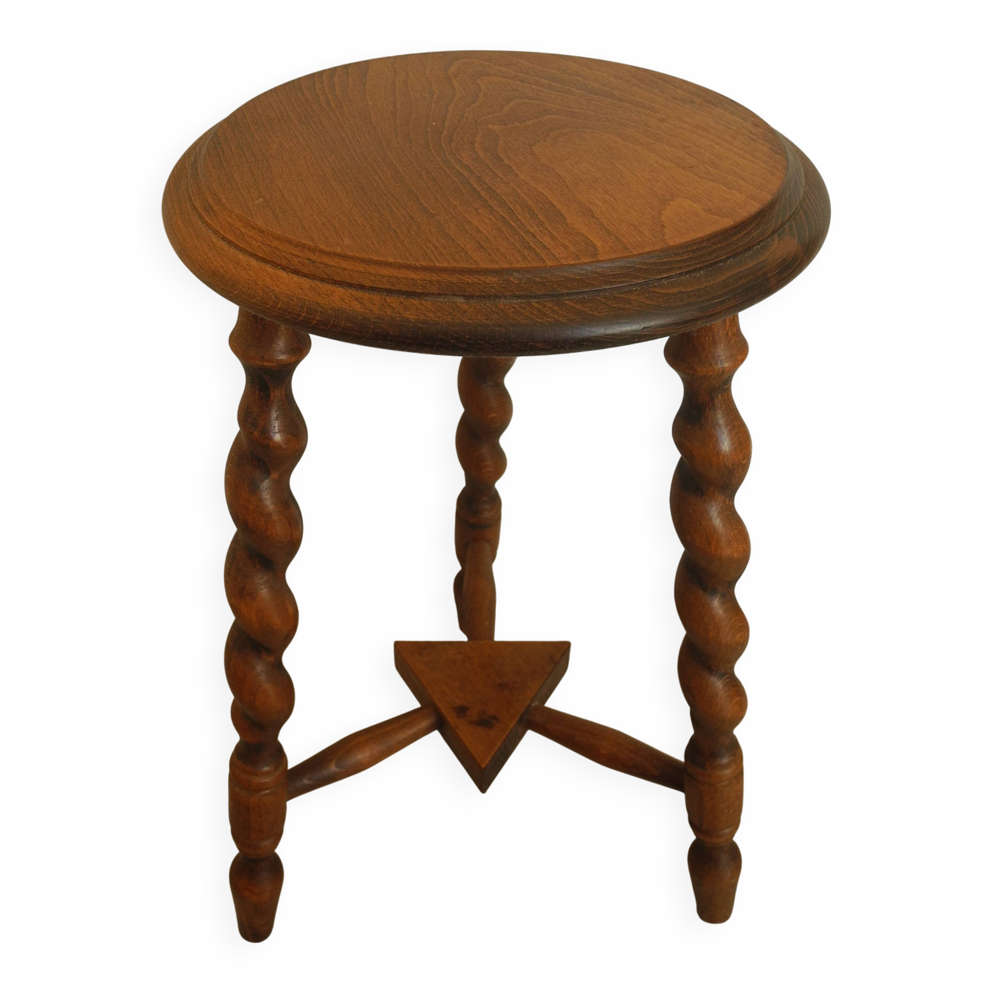 vintage wooden turned stool brutalist decor