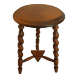 vintage wooden turned stool brutalist decor