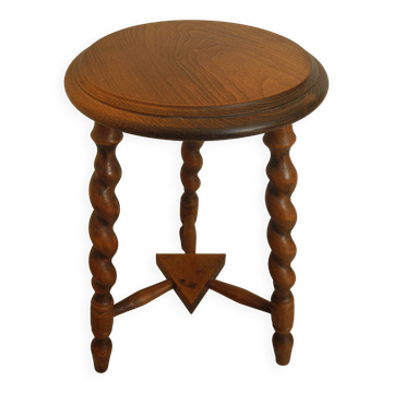 vintage wooden turned stool brutalist decor