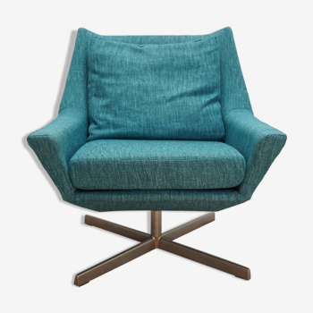 Fauteuil en tissu bleu pétrole par Bert Lieber pour Wilhelm Knoll, 1961