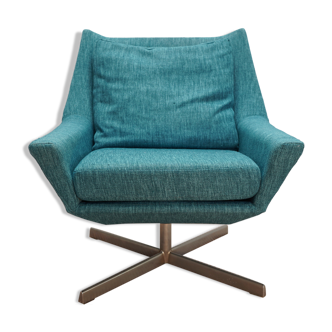 Fauteuil en tissu bleu pétrole par Bert Lieber pour Wilhelm Knoll, 1961