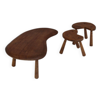 Coffee Table and stool set in bean / drop shape