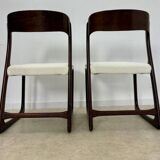Set of 2 Baumann sled chairs in wood and terry fabric, 60s design