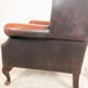 Vintage rustic dark brown leather chesterfield wingback armchair wassenaar