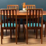 Retro Teak 1960s Extending Dining Table & 6 Chairs By Meredew
