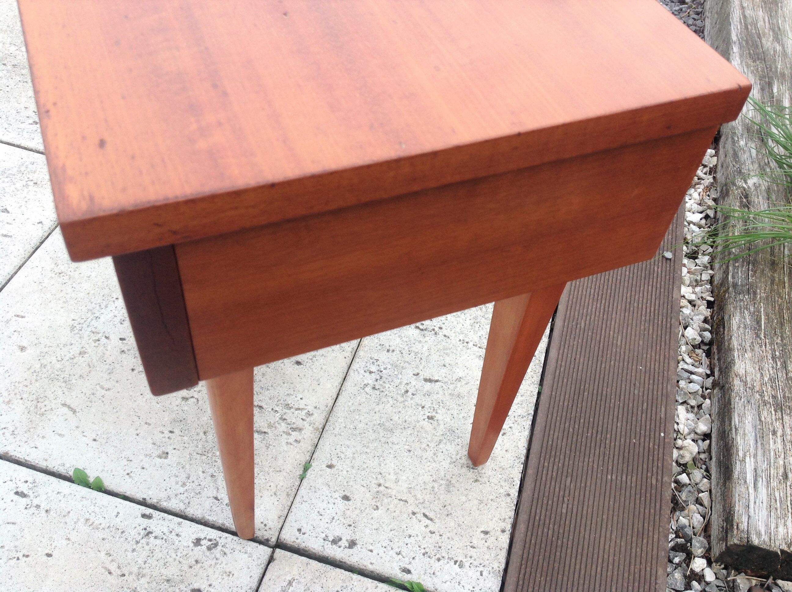 Varnished wooden bedside table Scandinavian style / vintage 60s-70s