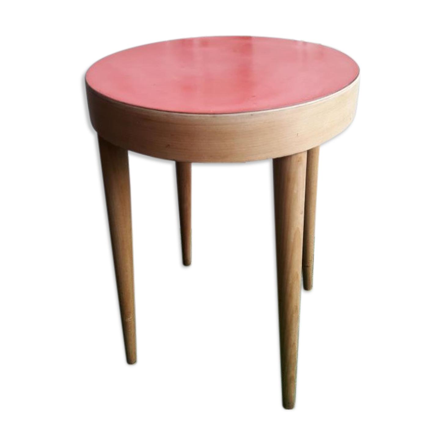 Tabouret Baumann XX hetre and red formica