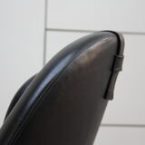 Fauteuil pivotant vintage en similicuir noir par Pastoe 60s