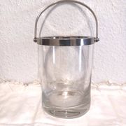 Glass and silver metal ice bucket