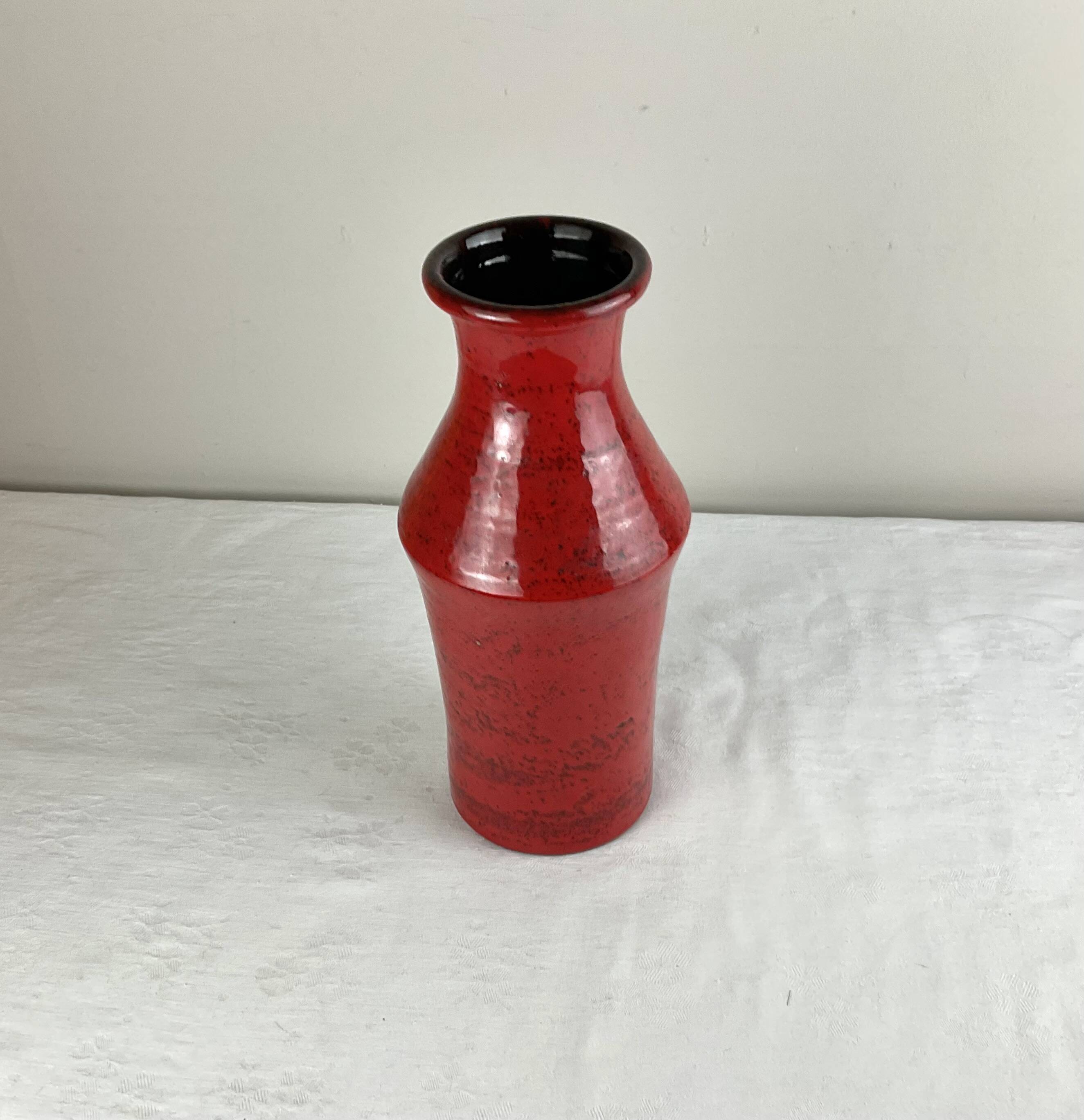 Vintage red ceramic vase mid century design