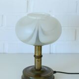 Vintage Murano glass style mushroom desk lamp brass bedside lamp 1970's
