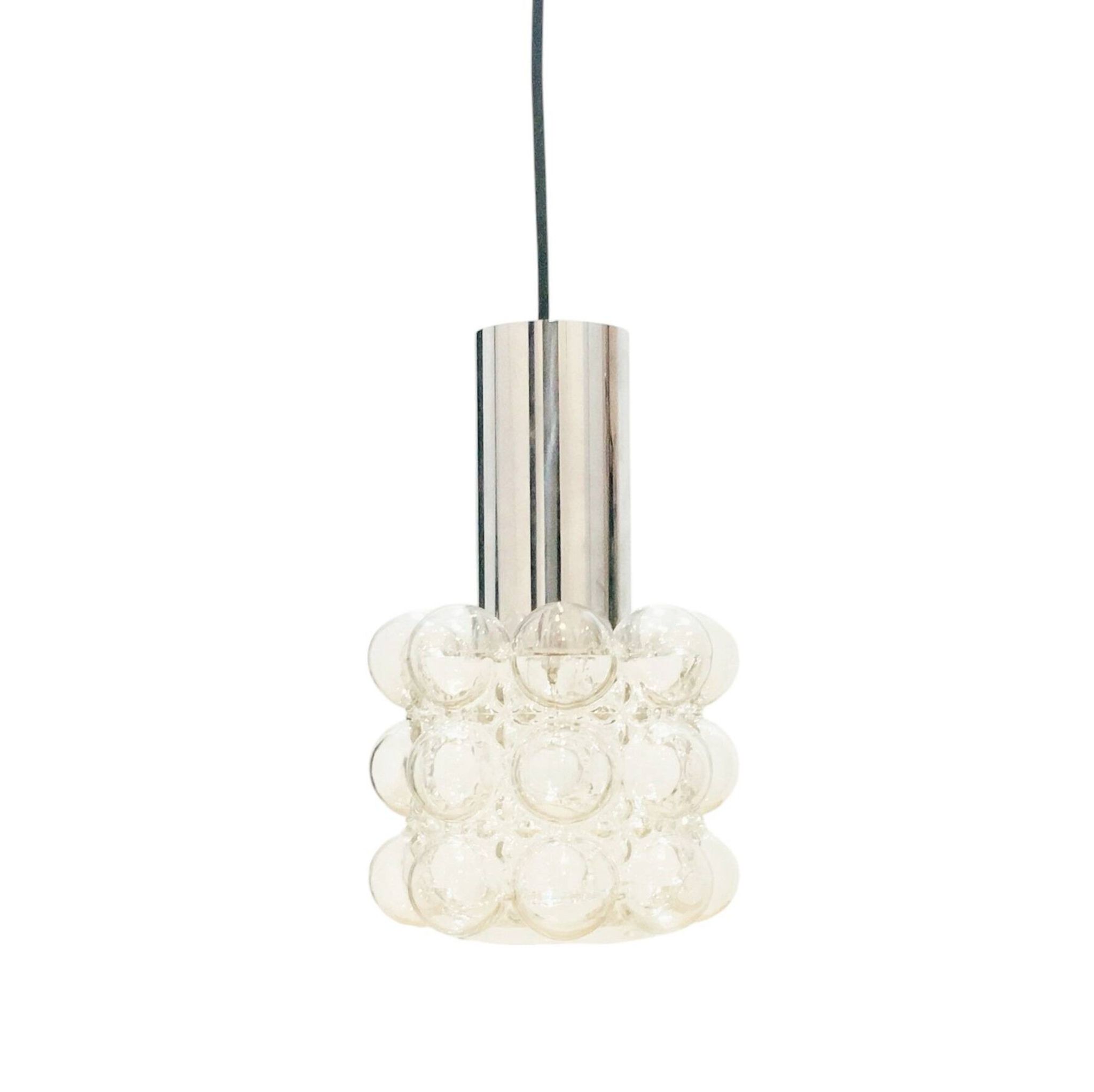 Mid Century Bubble Glass & Chrome Ceiling Light/Pendant by Helena Tynell for Limburg, Germany, 1960s