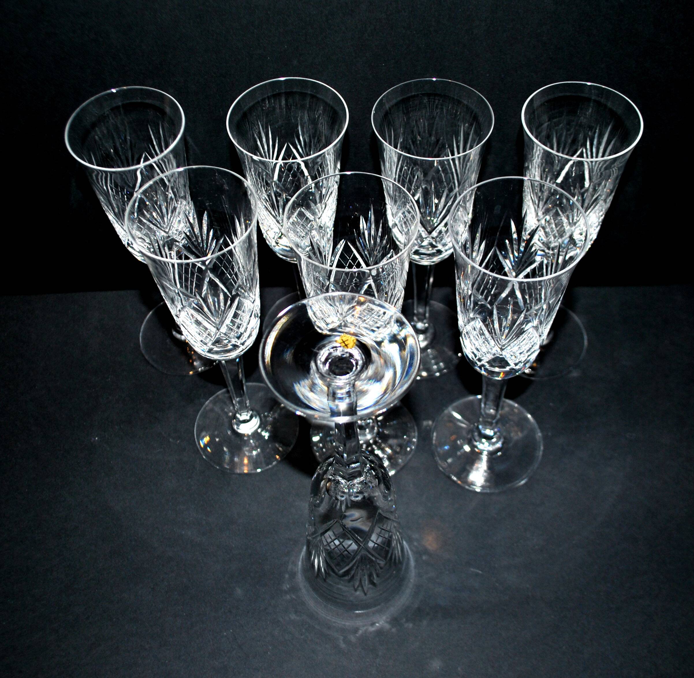 Set of 8 Junon champagne flutes in Lemberg crystal dlG Chantilly Saint-Louis