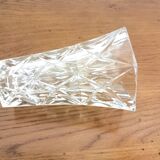 Set of 2 thick faceted glass vases from the 70s