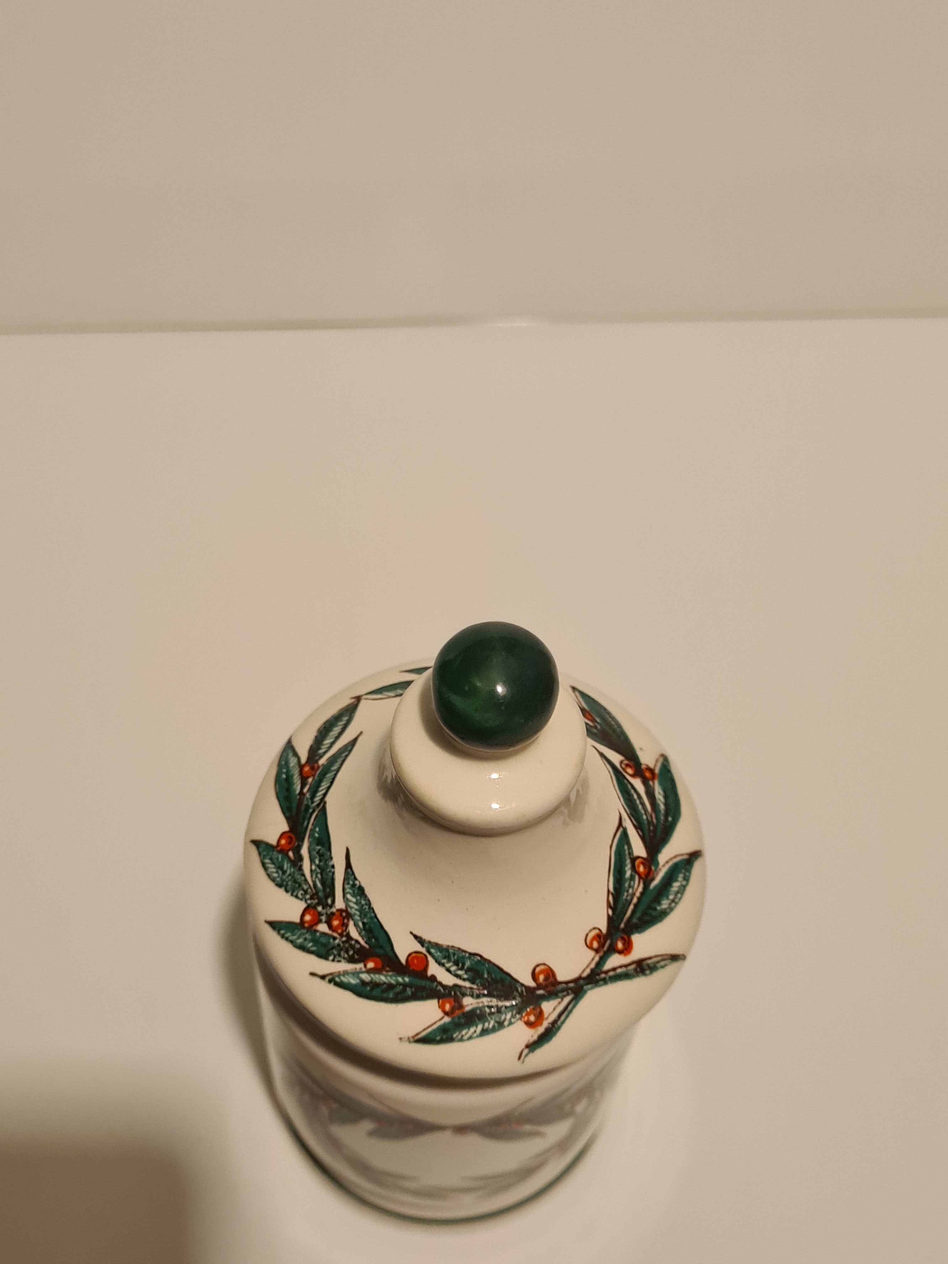 Mustard pot Parizot earthenware Digoin Sarreguemines fruit décor