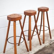 Bar stool X 3, wood and metal stool, brustalist stool, high stool