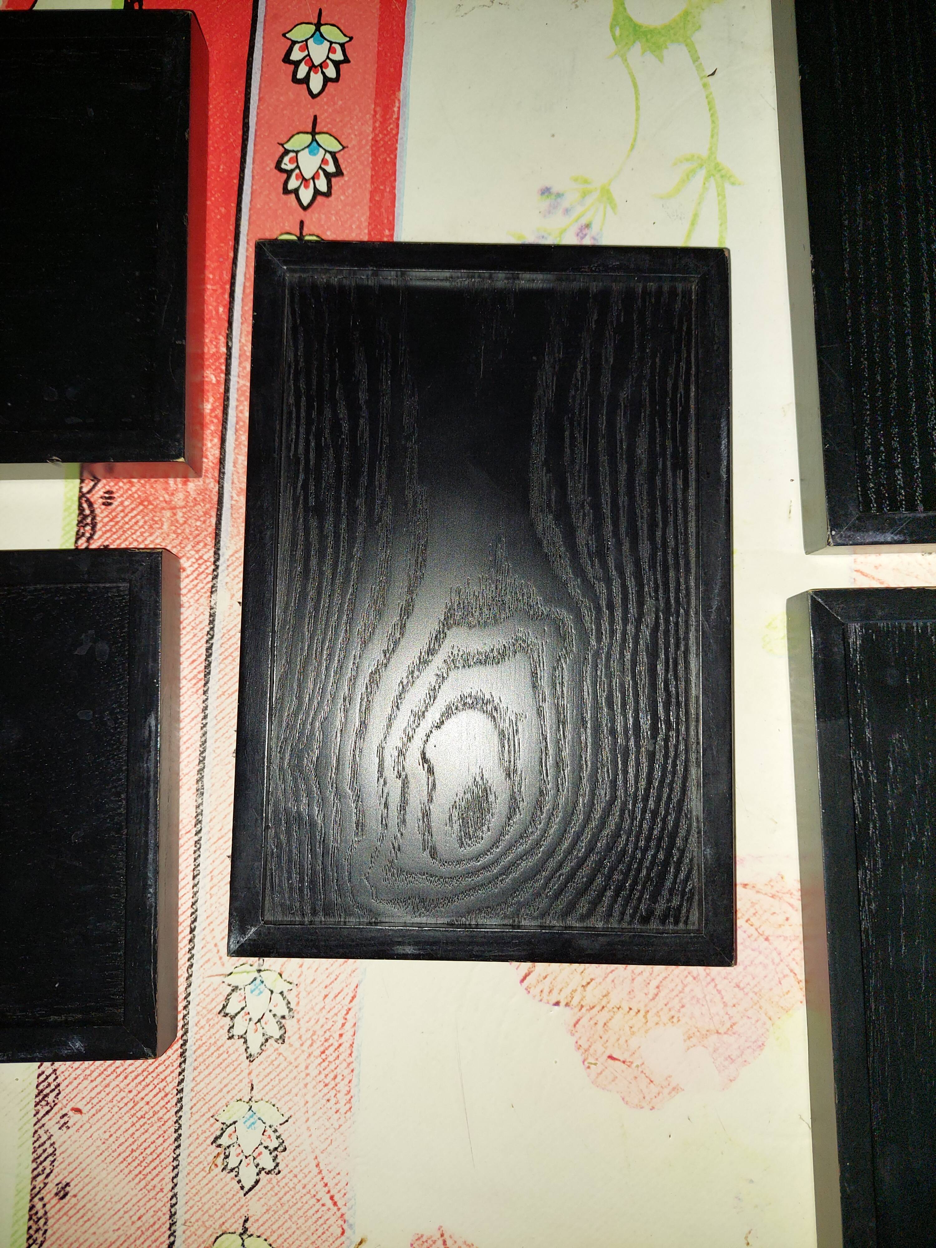 Set of 5 used rectangular wooden serving trays