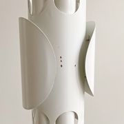 Rare mid century cylinder hanging lamp with circles, circles, discs