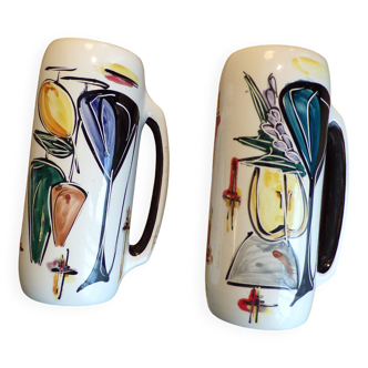 Duo of graphic Italian vases