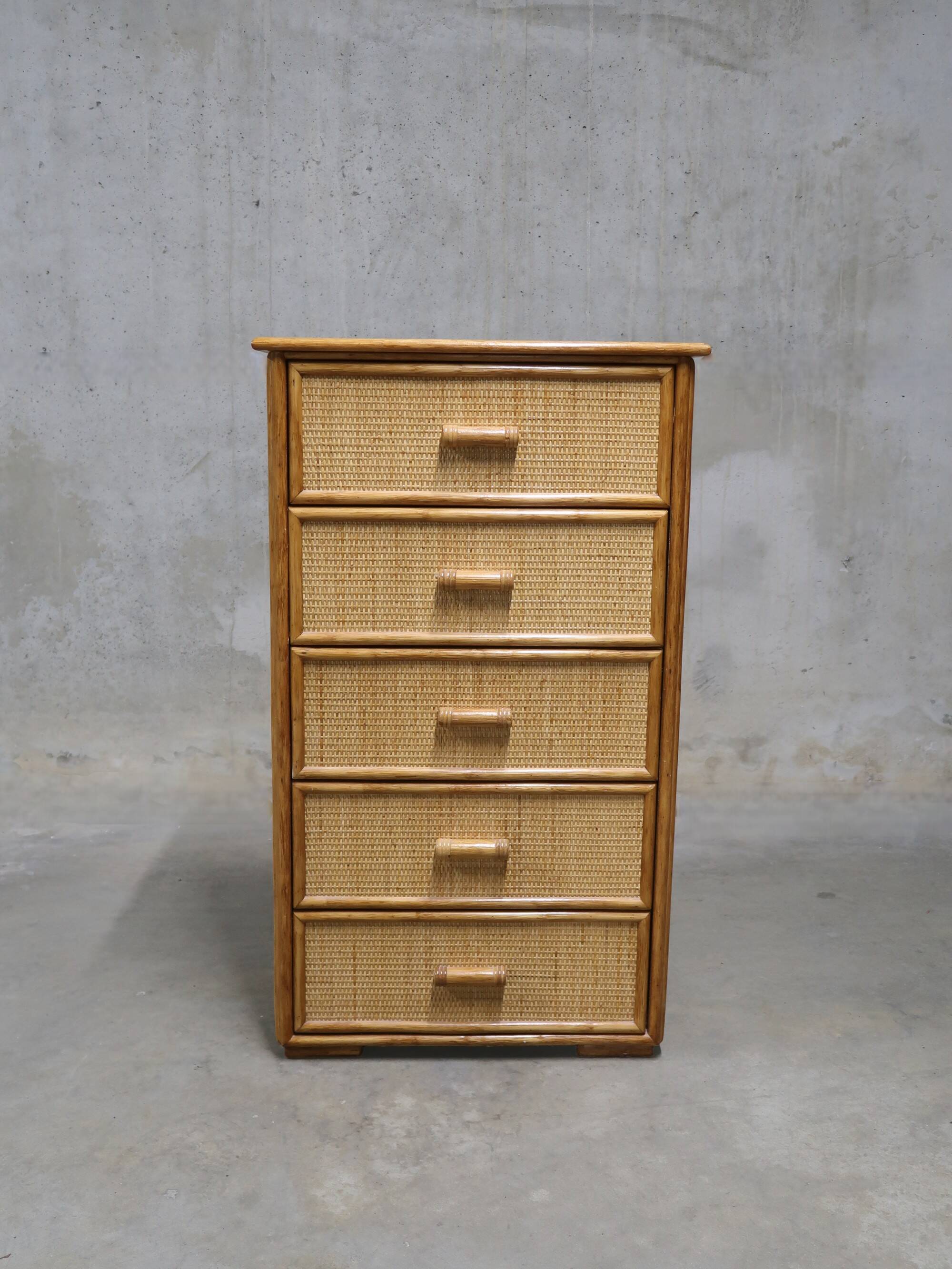 Vintage rattan chest of drawers