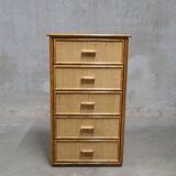 Vintage rattan chest of drawers