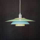 Superbe suspension de Design Light modèle Lux - couleur verte, jaune et bleue - Danemark 1980