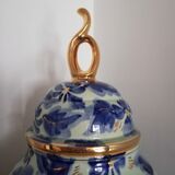 White and blue potiche bequet quaregnon