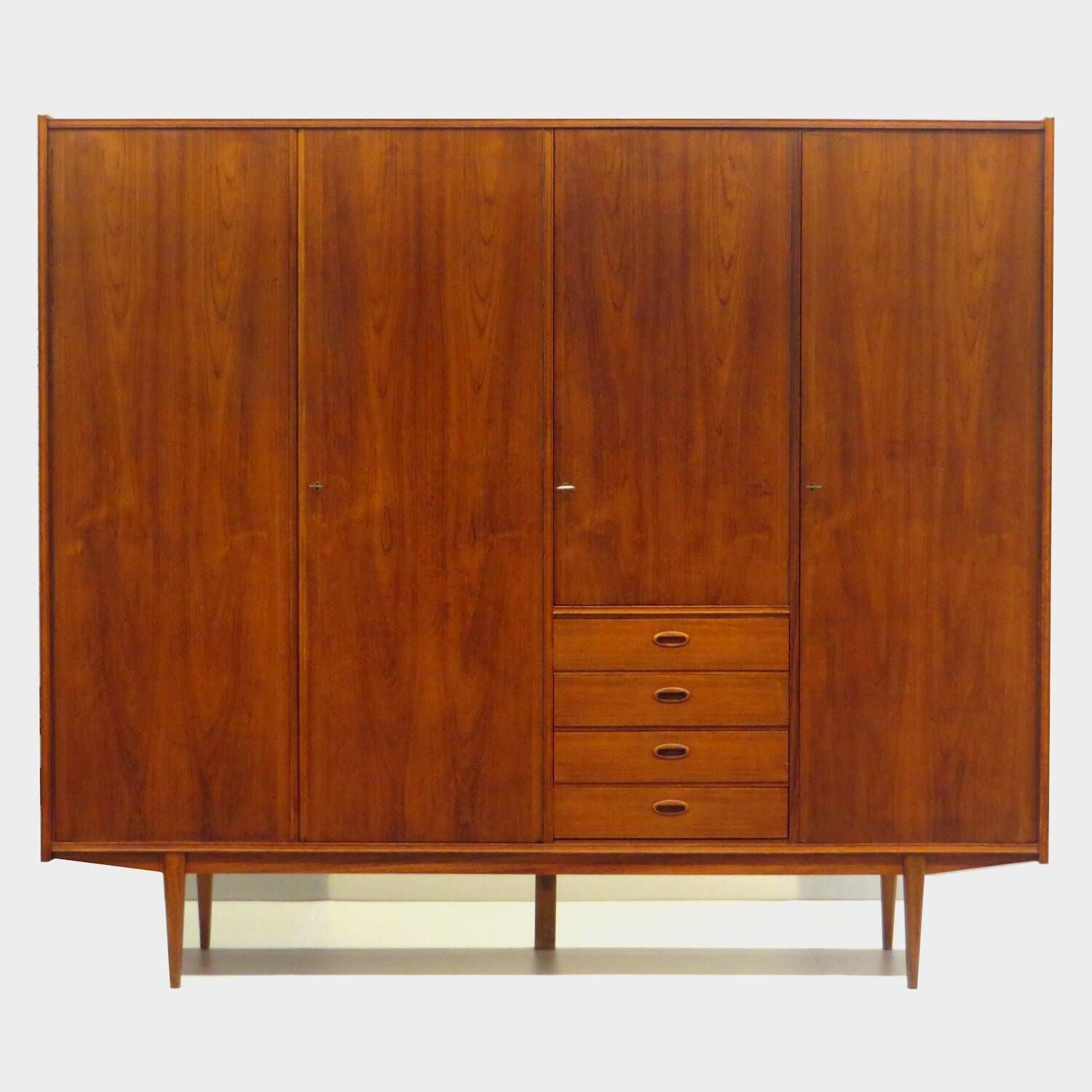 Vintage mid century Scandinavian design 4-door wardrobe in teak, 1960s