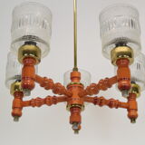 Mid-century Wood Chandelier by Instala Jilove u Decina,1960's