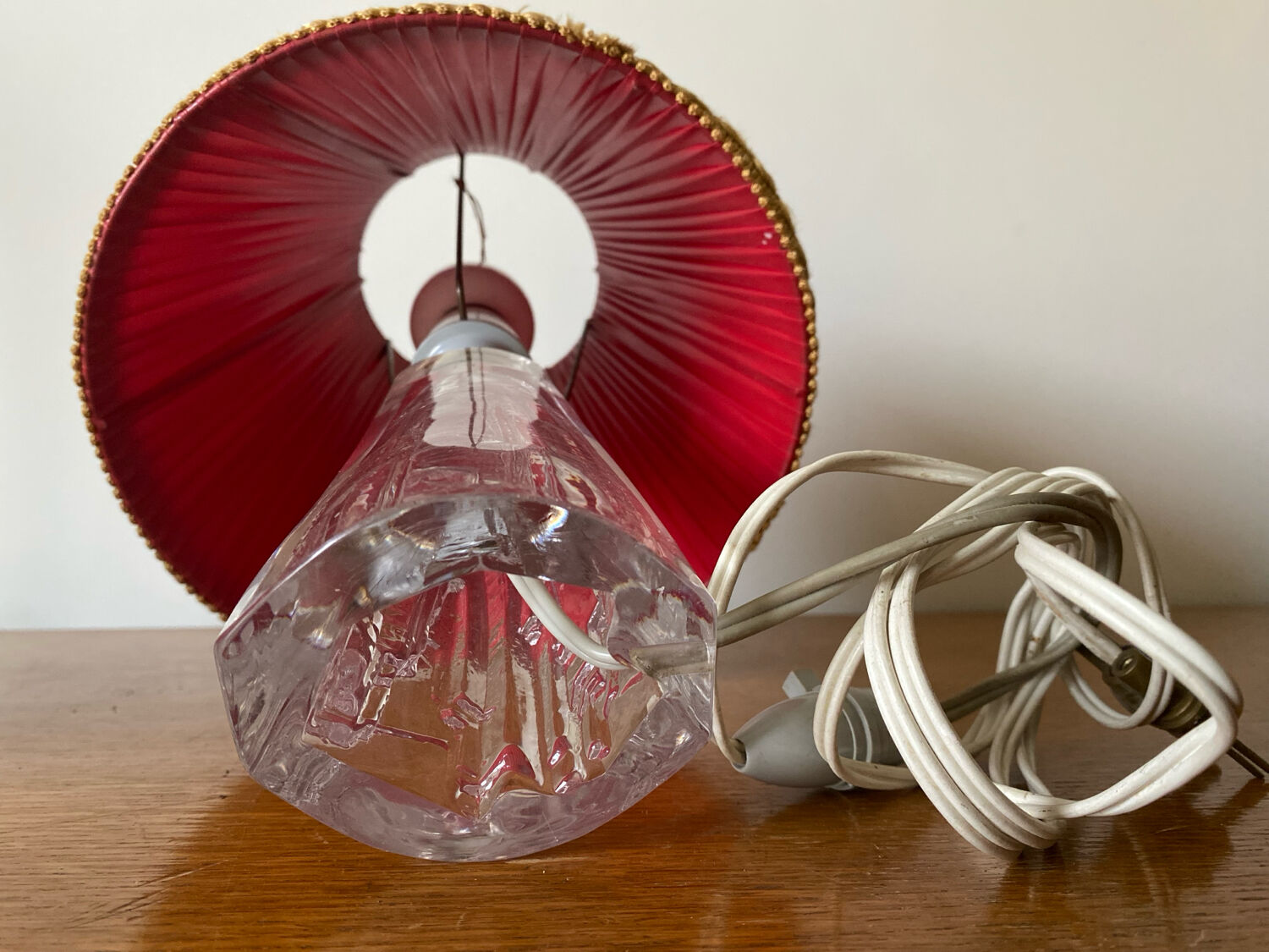 DAUM Lamp Model Iceberg Crystal + Vintage Shade Made In France