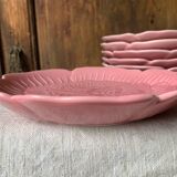Pink flower earthenware plates